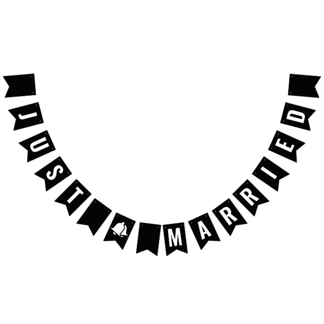 Just Married Black White Modern Minimalist Bunting (All)