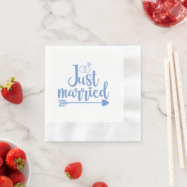Just Married Blue Napkin (Insitu)