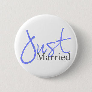 Just Married (Blue Script) 6 Cm Round Badge
