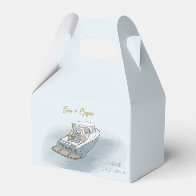 Just married boat for wedding  favour box (Front Side)