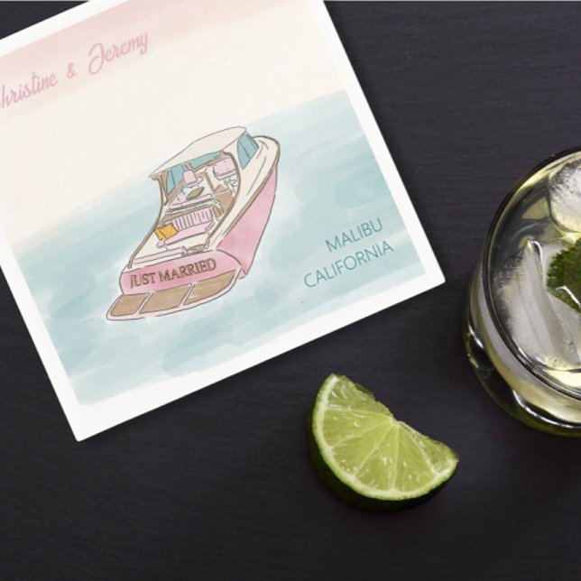 Just married boat for wedding  napkin (Creator Uploaded)
