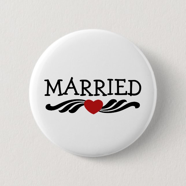 Just Married Bride and Groom 6 Cm Round Badge (Front)