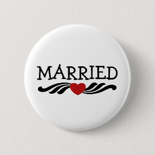 Just Married Bride and Groom 6 Cm Round Badge