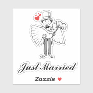 Just Married Bride and Groom Sticker