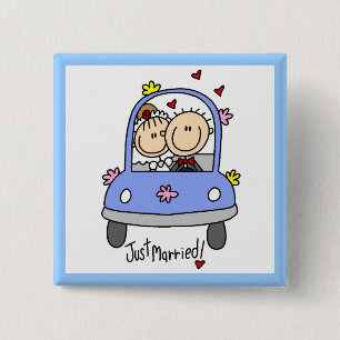 Just Married Bride and Groom T-shirts and Gifts 15 Cm Square Badge