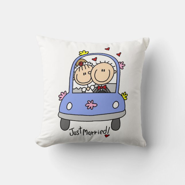 Just Married Bride and Groom T-shirts and Gifts Cushion (Front)