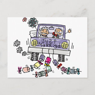 Just Married Bride And Groom Wedding Celebration Postcard
