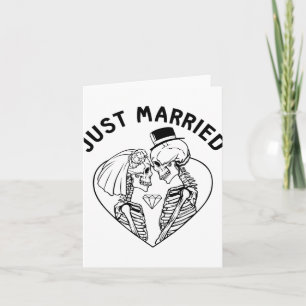 Just Married Bride Groom Skeleton Couple Halloween Card