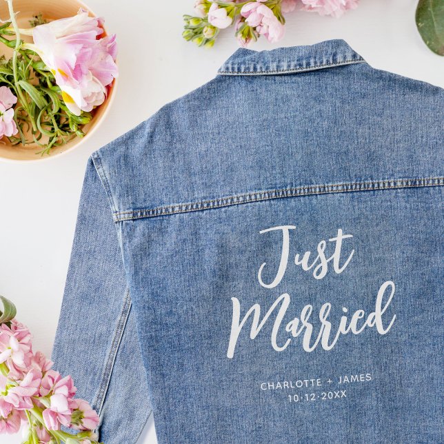 Just Married Bride Wedding Personalised Denim Jacket (Creator Uploaded)
