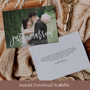 Just Married   Brush Lettered Wedding Announcement