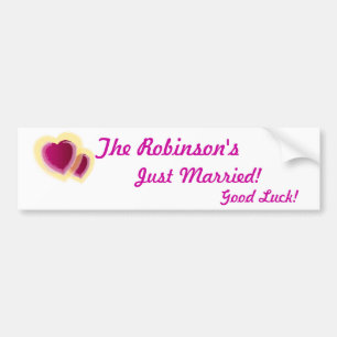 Just Married Bumper Sticker-Customise Sticker