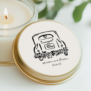 Just Married Car Custom Wedding Favours Classic Round Sticker