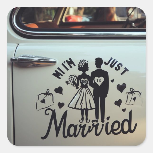"Just Married" car decal stickers for the couple's (Front)