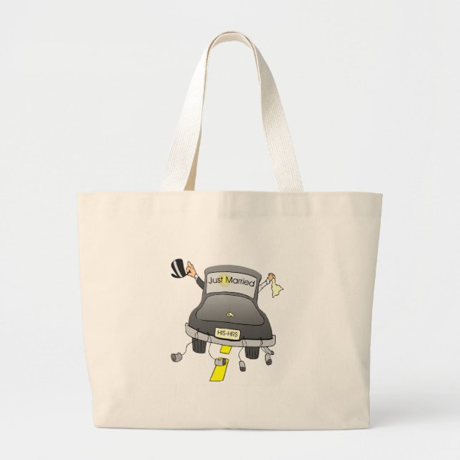 Just Married (Car) Large Tote Bag (Front)