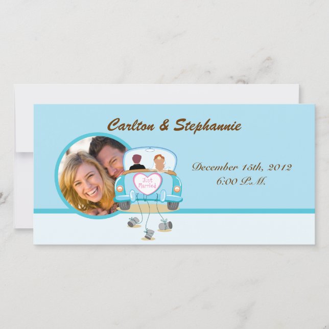 Just Married Car Wedding Photo Announcement (Front)