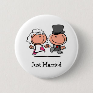 Just Married cartoon Button