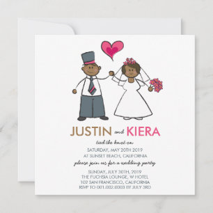 Just Married Cartoon Wedding Couple Announcement