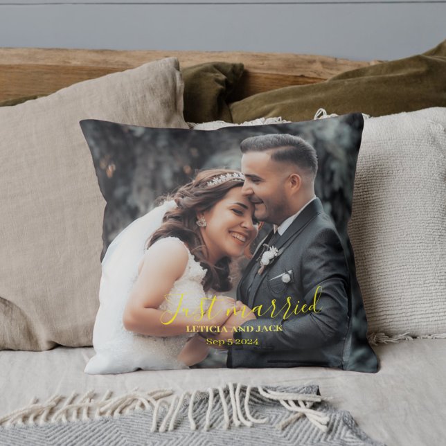Just Married Celebrate Love with personalised  Cushion (Creator Uploaded)