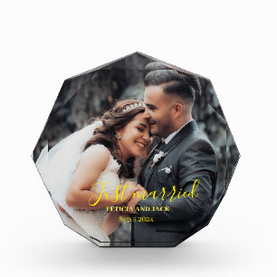 Just Married Celebrate Love with personalised Photo Block