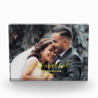 Just Married Celebrate Love with personalised Photo Block