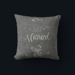 Just Married Chalkboard Wedding Rings and Bells Cushion<br><div class="desc">"Just Married" chalkboard theme pillow for the newlyweds.</div>