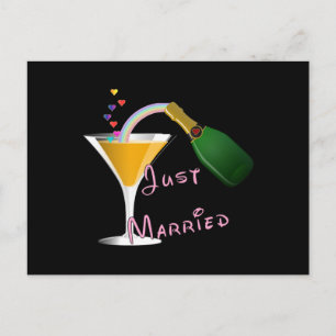 Just Married Champagne Wedding Toast Announcement Postcard