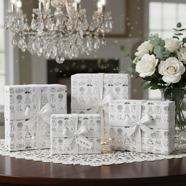"Just Married" Chic Wrapping Paper ("Just Married" Chic Wrapping Paper)