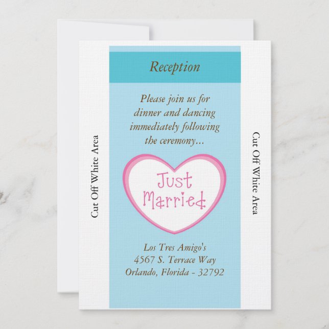Just Married Classic Car Wedding Reception Card (Front)