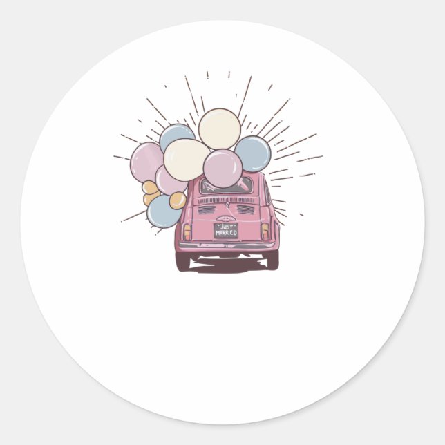 Just Married Classic Round Sticker (Front)