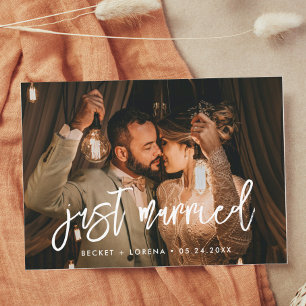 Just married Contemporary modern wedding photo Announcement