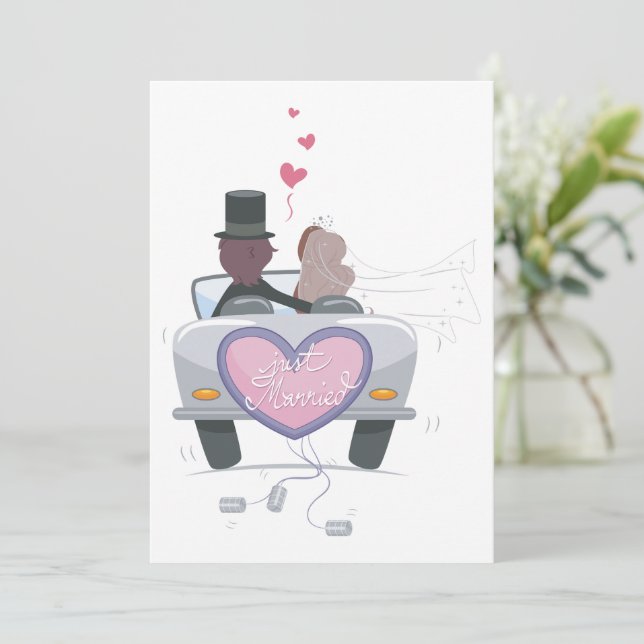 Just Married Couple Driving Off Invitation (Standing Front)