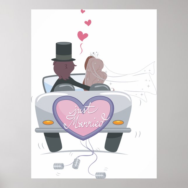 Just Married Couple Driving Off Poster (Front)