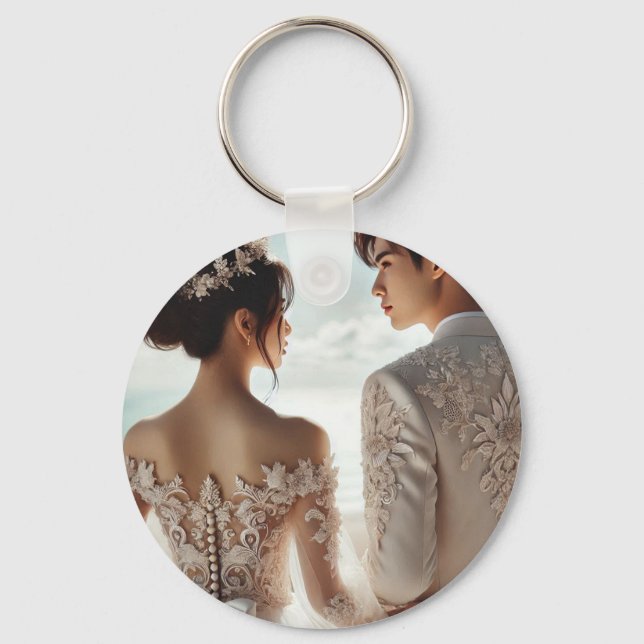 Just Married Couple Keychain – Romantic & Adorable (Front)