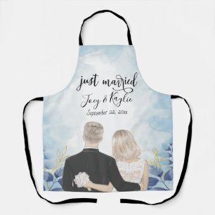Just Married Couples Back View Art Custom Apron