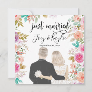 Just Married   Couples Back View Illustration