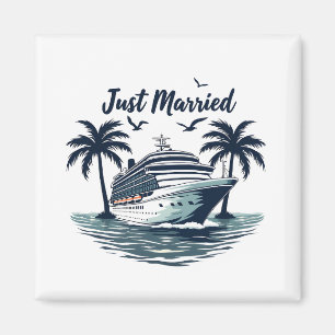 Just Married Cruising Summer Wedding Husband Wife Magnet