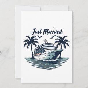 Just Married Cruising Summer Wedding Husband Wife Thank You Card
