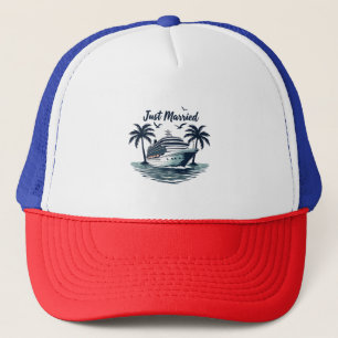 Just Married Cruising Summer Wedding Husband Wife Trucker Hat