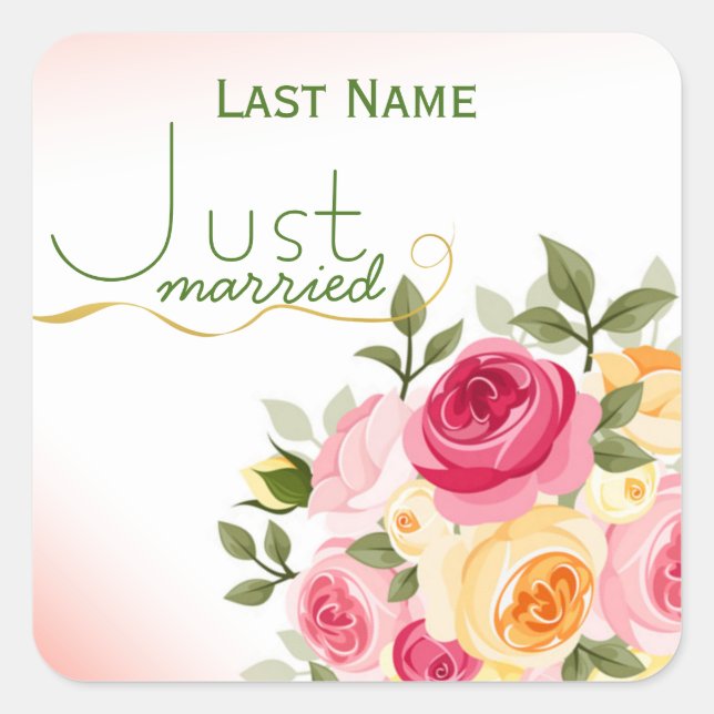 Just Married Custom Envelope Stickers (Front)