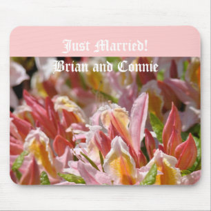 Just Married! Custom His Name & Her Name Floral Mouse Pad