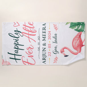 Just Married Custom Name Honeymoon Beach Towel