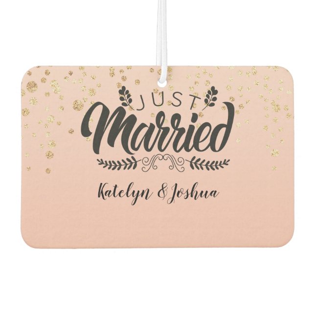 Just Married | Custom Photo Car Air Freshener (Front)