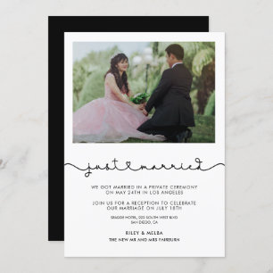 Just married Cute connecting heart font card