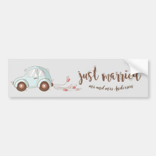 Just married cute monogram Bumper Sticker