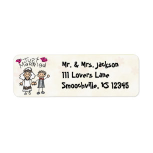 Just Married Cute Return Address Labels