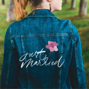 just married cute women's denim jacket