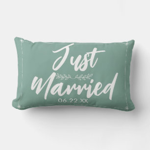 Just Married Date Wedding Gift Cute Lumbar Pillow