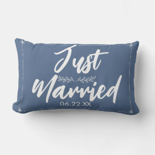 Just Married Date Wedding Gift Cute Lumbar Pillow