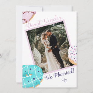 Just Married Doughnuts 2-Photo Wedding Announcemen Holiday Card
