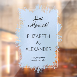 Just Married! Dusty Blue Faux Foil